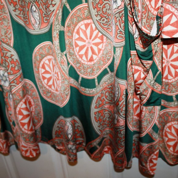 LIMITED TIME SALE: Green and Orange Boho Mini Dress Size 3XL - Picture 4 of 10